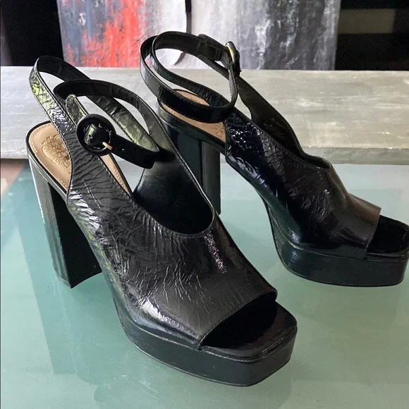 Vince Camuto Black Platform Peep-Toe Sandals- US 8 - Picture 1 of 11